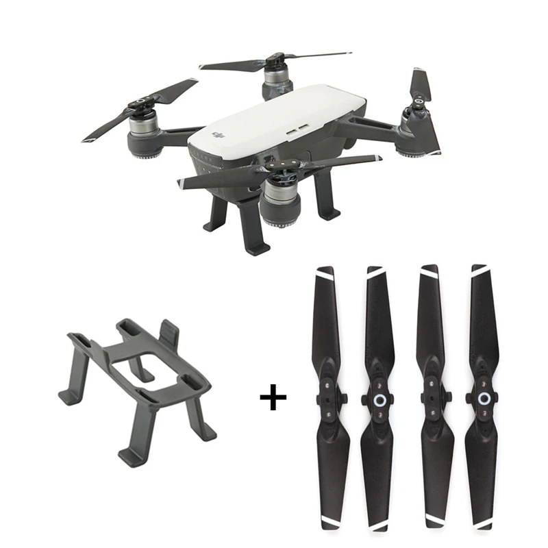 Sunnylife DJI Spark Расширенная посадочная площадка Skid Heighten Legs + 2 пары 4730F быстросъемный складной пропеллер 4,7 "реквизит 4,7 дюймов