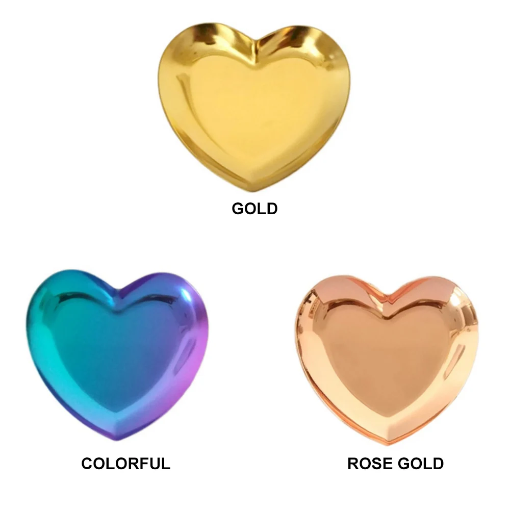 Jewelry Organizer Trays Jewelry Plate Heart Shaped Jewelry Tray Tray Elegant Stainless Steel Fashion Jewelry
