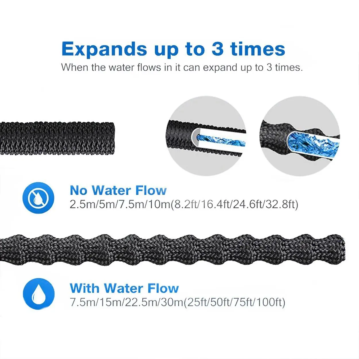 Натуральный латекс шланг для полива тройной удлинение 25 75FT Телескопический