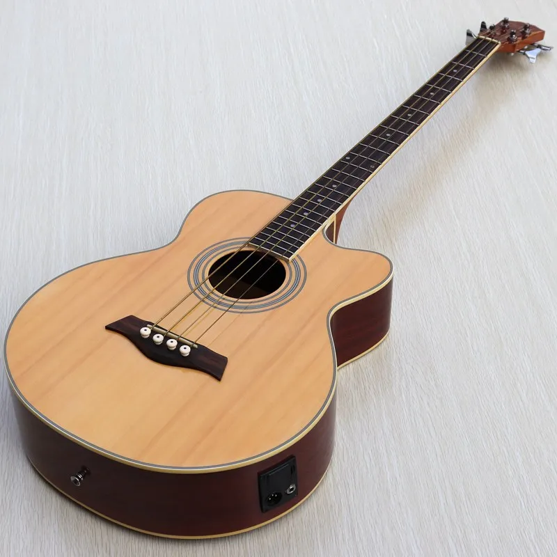 4 string solid wood acoustic bass guitar with coated problem promotion