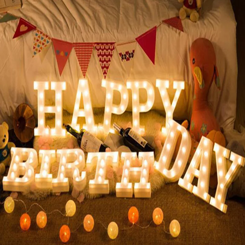 DIY White Plastic LED Letters decor LED Night Light Marquee Sign Alphabet Lights Lamp Home Culb Outdoor Indoor Wall Decoration (5)