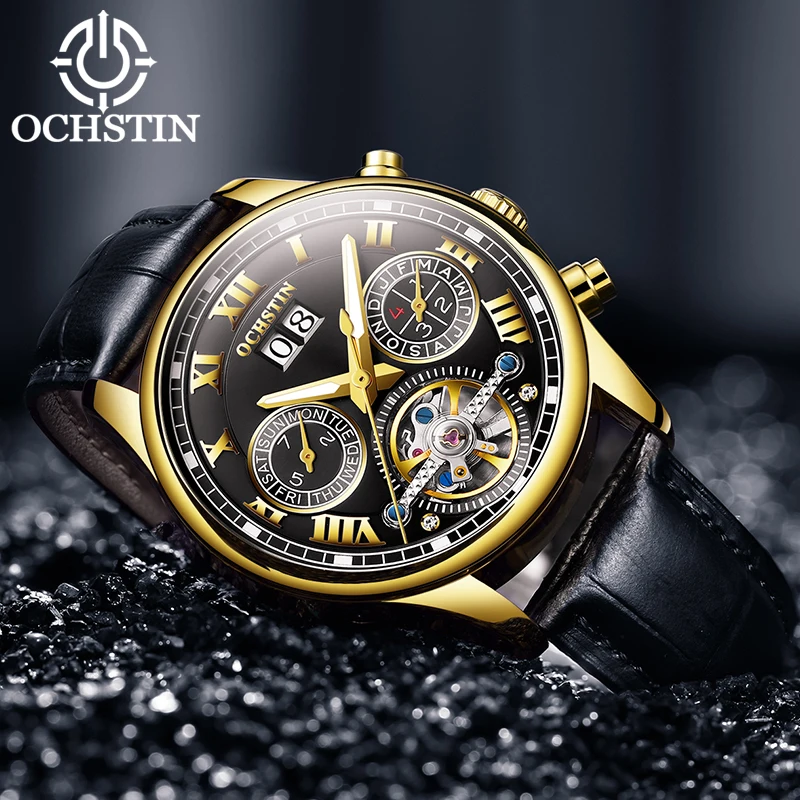 Tourbillon Business Mechanical Watch Ochstin Luxury Brand Self Winding Stainless Steel Automatic Watch Waterproof Day Date Man Tourbillon Business Mechanical Watch Ochstin Luxury Brand Self Winding Stainless Steel Automatic Watch Waterproof Day Date Man
