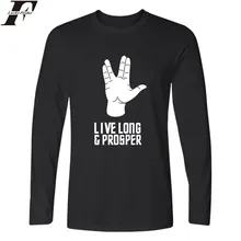 LUCKYFRIDAYF Star Trek TShirt Men Hip Hop Tee Harajuku Live Long And Prosper Long Sleeve T