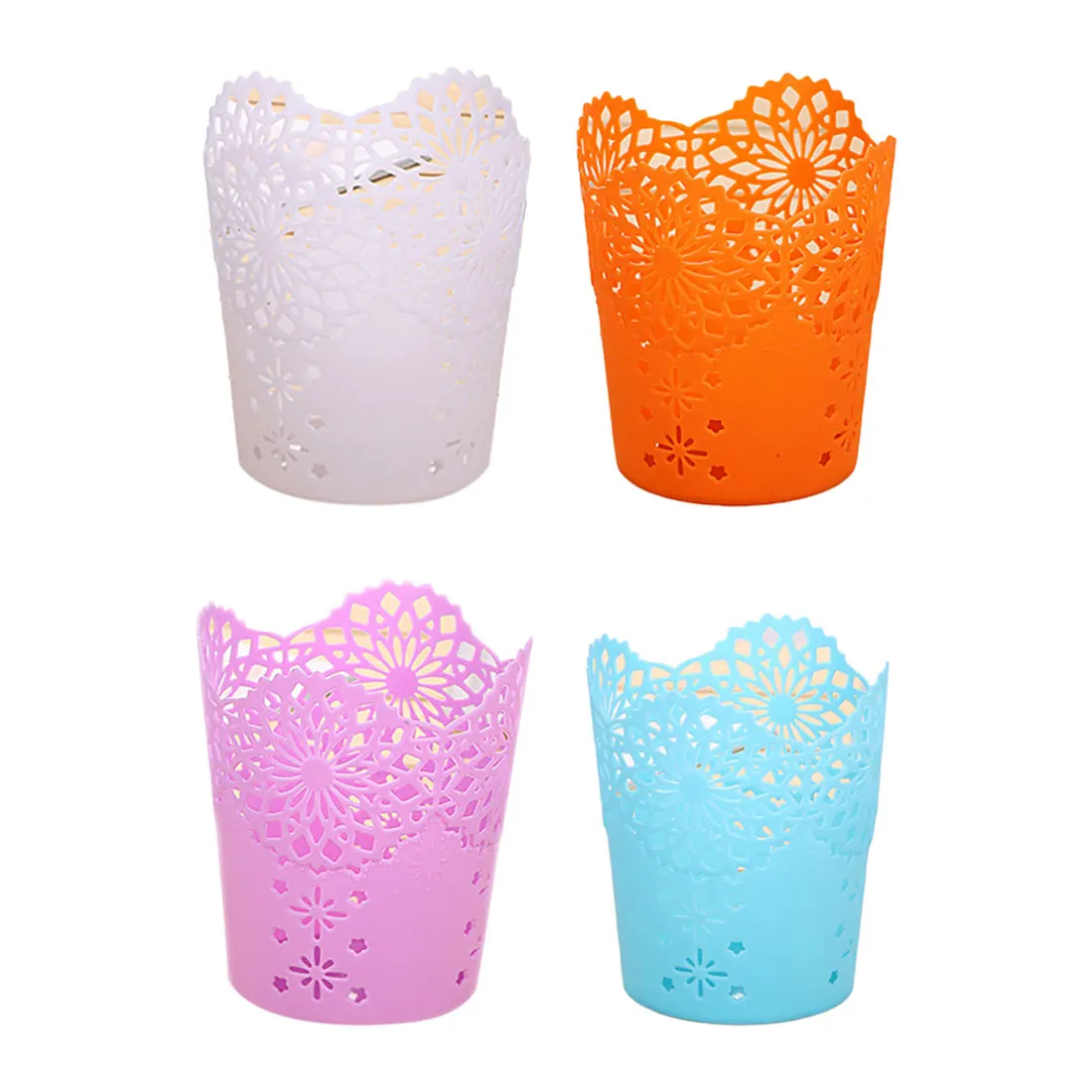 

New Hot Multifunctional Hollow Flower Pen Pot Makeup Brush Holder Desktop Rubbish Storage Basket Drop Shipping