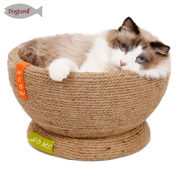 

DogLemi 2020 Nature Linen Sisal Cat Bed Cave Personalized Scratching Cat Cave