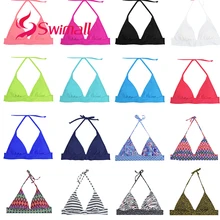 Бикини женский Топ сплошной цвет Купальники сексуальный Принт пуш-ап купальник пляжный Спортивный лиф купальника Холтер Девушки Лето бикини T603