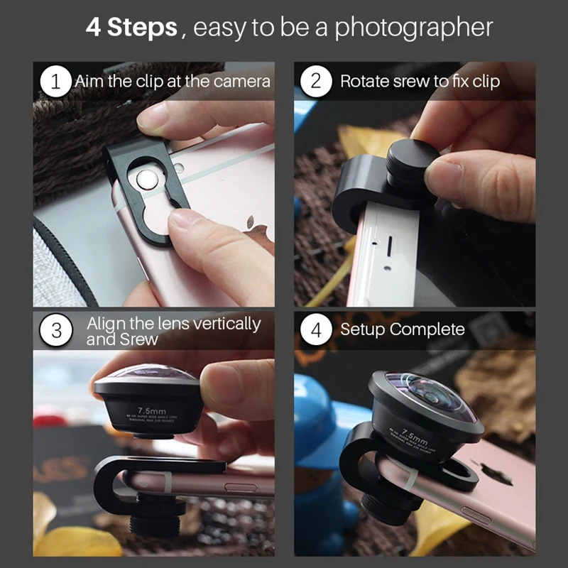 Pholes 238 градусов рыбий глаз Hd объектив 0.2X широкоугольный объектив для Iphone X 7 6 huawei Xiaomi 4K Hd клип-на объектив камеры телефона