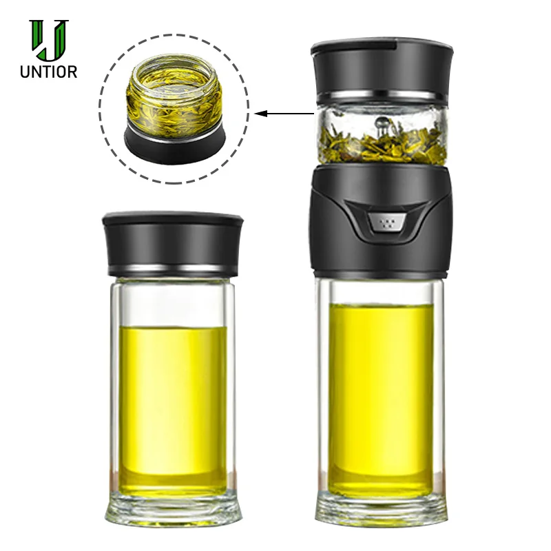 

UNTIOR Separation Vacuum flask Double Glass Creative Heat-resistant Filter Men Women Portable Straight Cup For Birthday Gifts