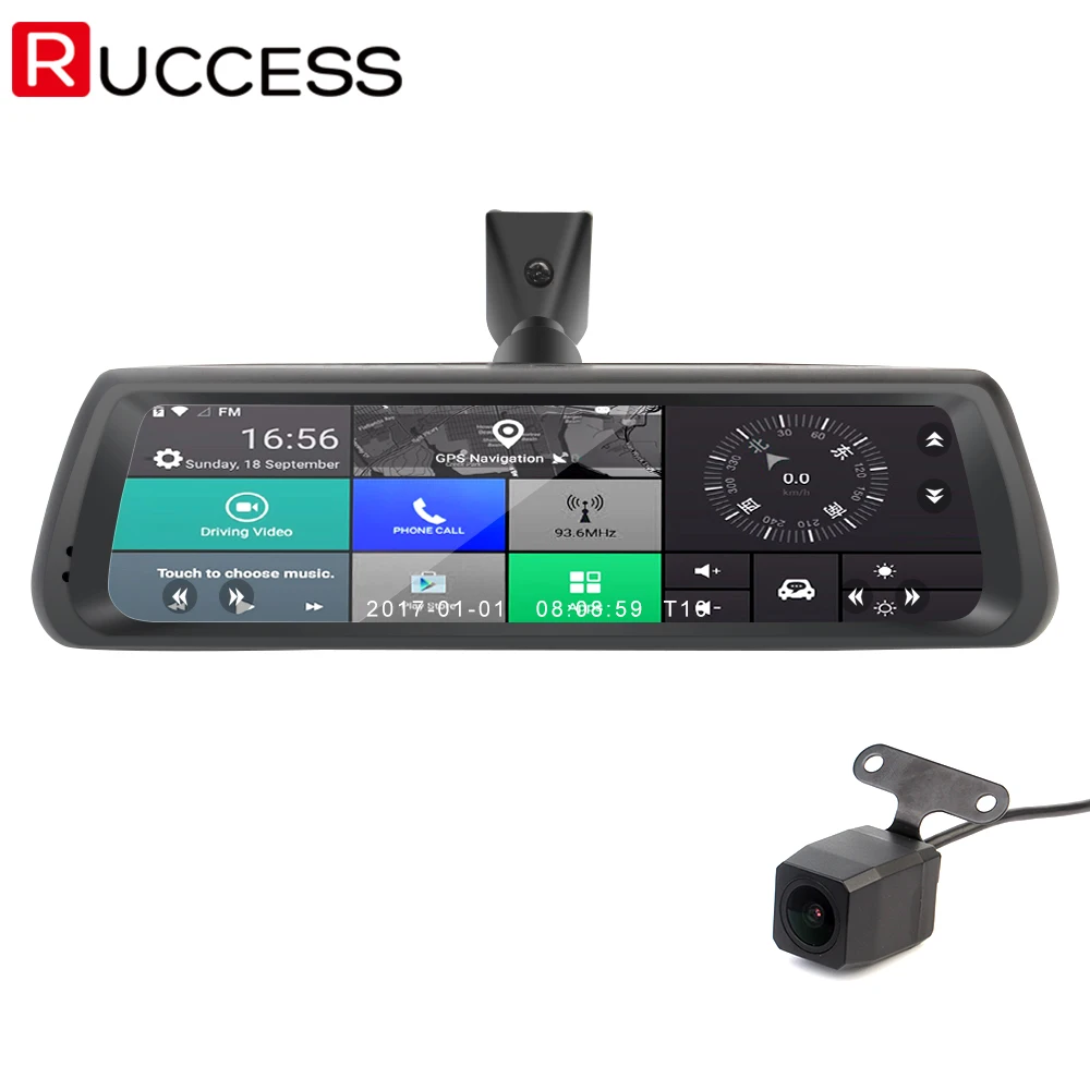 Ruccess 10 дюймов 4 г Зеркало заднего вида DVR камер Android GPS навигаторы полный Экран Touch