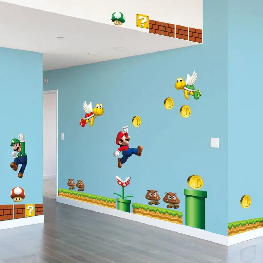 141X106 см Супер Марио Bros съемные наклейки на стену виниловые художественные Декорации для детской комнаты