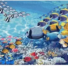 Дно рыбки пользовательские Мандала алмаз живопись полный квадратный мультфильм Ocean World горный хрусталь единорог картина Алмазная вышивка