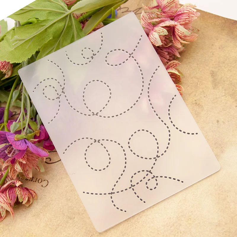 10.5x14.5cm Dot Line Circle Embossing folders Plastic Embossing Folder