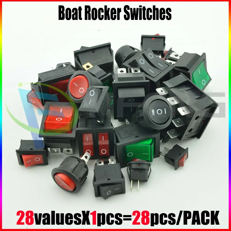 

New!! High quality Boat Rocker Assorted Kit Sample bag KCD1-KCD4 5A-15A ON/OFF ON/OFF/ON 28PCS