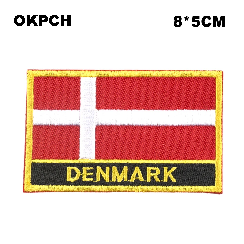 

Denmark Square Shape Iron-on Flag Patch Embroidered Saw on Badges Patches for Clothing PT0048-R