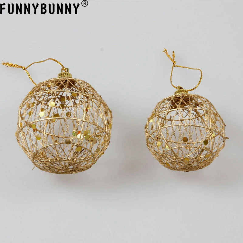 FUNNYBUNNY 6 шт./компл. полое Елочное украшение шар золотые вечерние украшения игрушки для рождественской елки