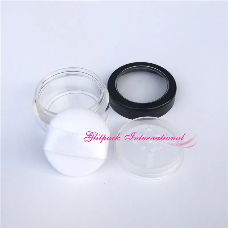 

100pcs powder compact container black line makeup loose powder puff refillable empty sample jar 5g mini small jar for cosmetics