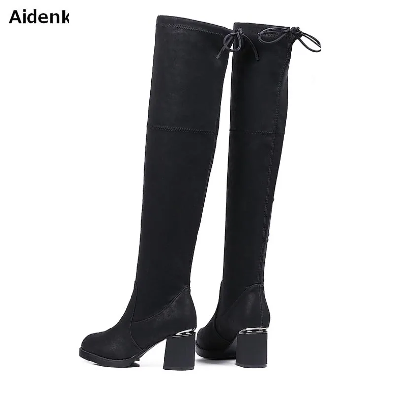 

Aidenkid Fashion Female Winter Thigh High Boots Stretch boots mid-Heels Over the Knee Boots Sexy Fashion Shoes