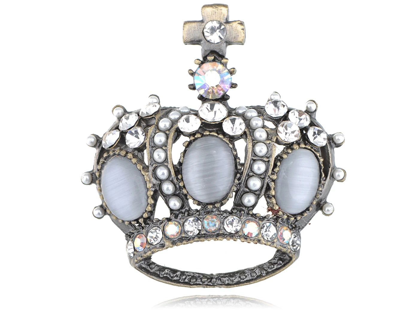 Белый Кристалл Горного Хрусталя Бисера Королевский Король Корона Мода Jewel Костюм