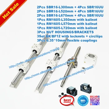 

Hot Sale # 3 ballscrews + 3 SBR supported rails +3 BK/BF12+couplers RM1605-350/570/720mm SBR16-300/520/670mm