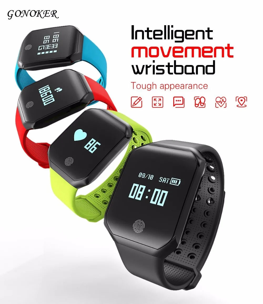 

GONOKER Waterproof Bluetooth Smart Bracelet Activity Tracker with Pedometer,Heart Rate Monitor for Android or iOS Smartphone