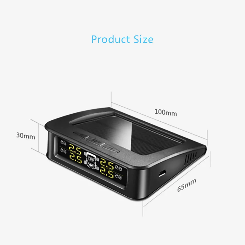 E-showtree Solar Powered Car TPMS with 4 External Sensors BAR PSI Tire Pressure Monitor Temperature System Digital Display Alarm