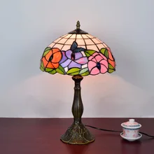 Американская Ретро бабочка цветок искусство Стекло спальня прикроватная лампа бар ресторан отель база