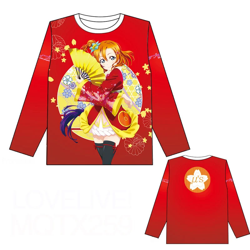 LoveLive! U's Aqours футболка с длинными рукавами косплей костюм Love Live весна осень модные мужские и женские футболки повседневные футболки