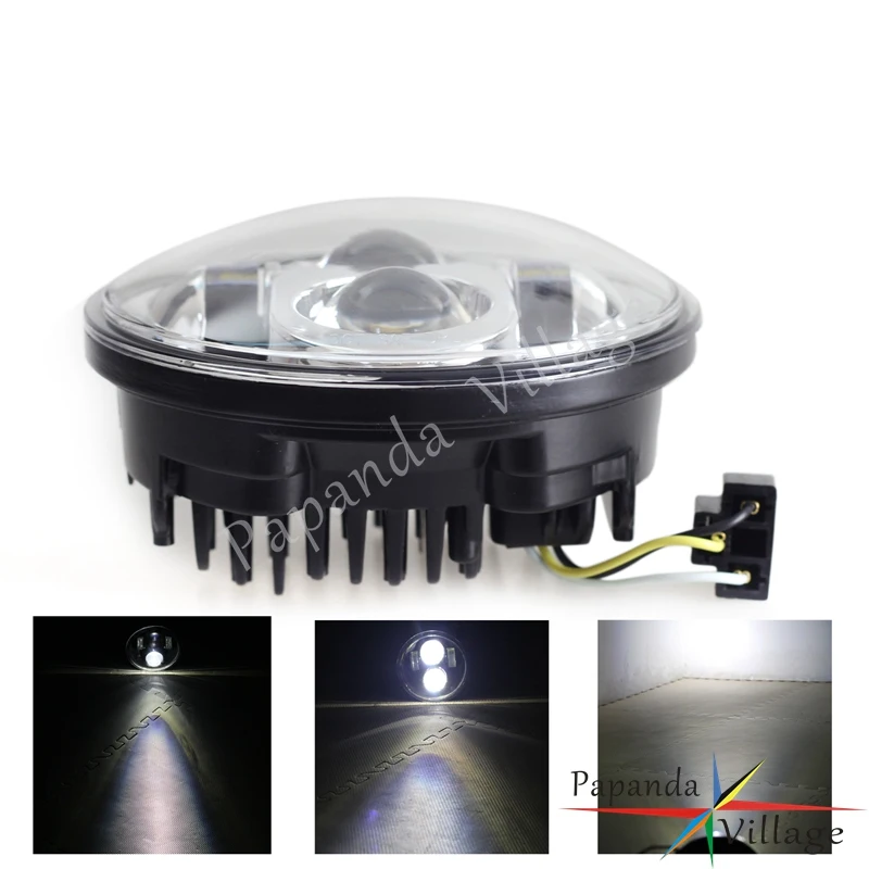 Papanda Motorcycle Chrome 5-3/4" LED Front Headlight Headlamp Projector Lamp Custom for Harley Sportster Dyna FXST