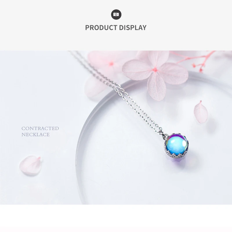 Qevila Fine Jewelry Pendant Necklaces for women Aurora Halo Crystal Gemstone s925 Silver Scale Light Necklaces Sexy bijoux femme (9)