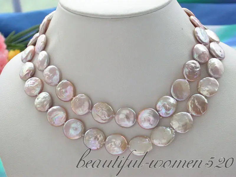 

Z4323 32" 15mm lavender coin freshwater cultured pearl necklace