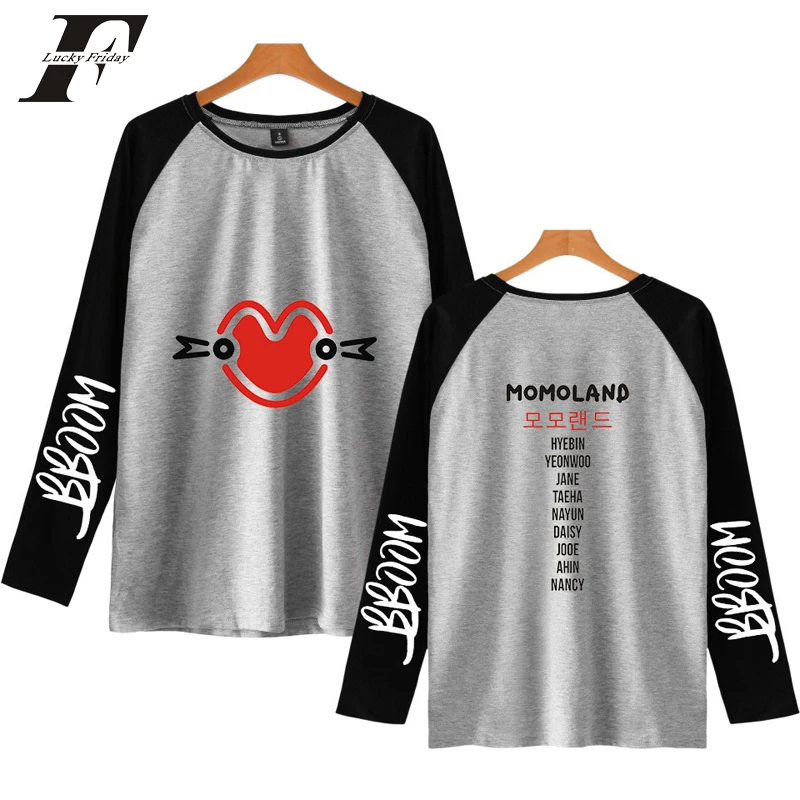 

MOMOLAND Kawaii Casual Harajuku Women Clothes 2019 Hot Sale Long Sleeve T-shirts Print Kpop Plus Size 4XL