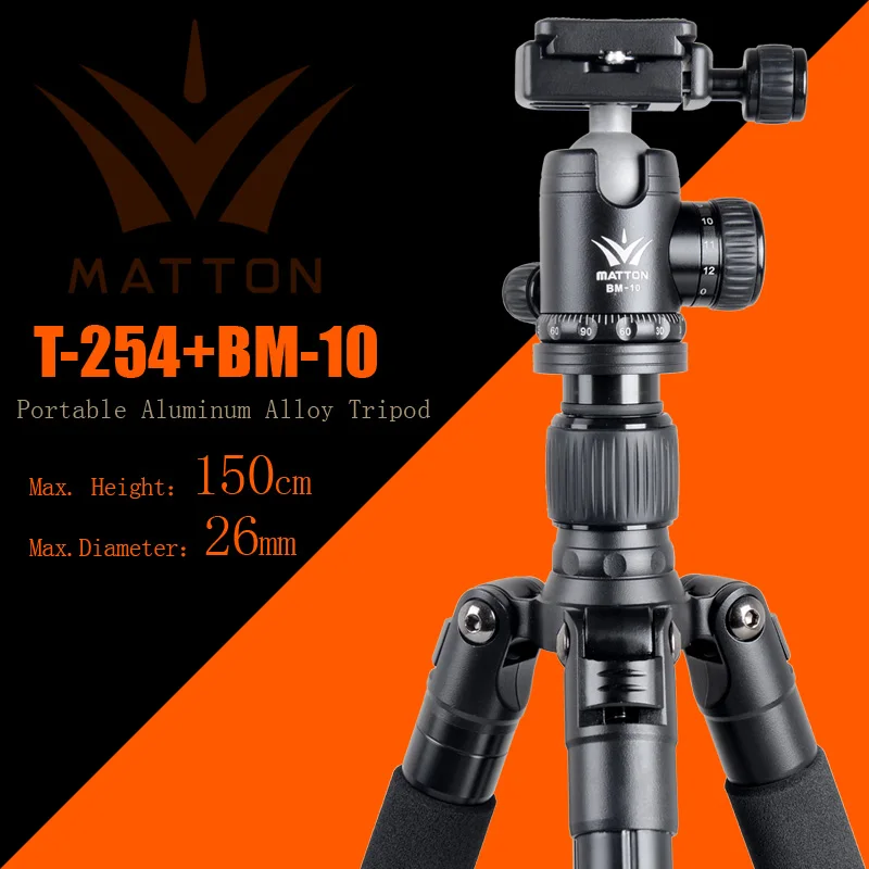 

Matton T-254+BM-10 Professional Camera Tripod Single Handle Hydraulic Damper Head Suit Tripe Tripodes Accessories