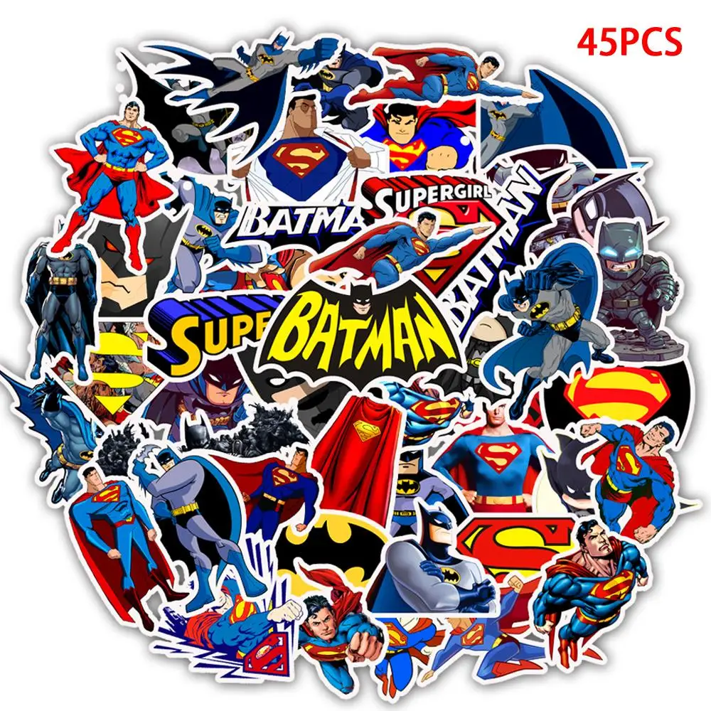 

45pcs Marvel Batman&Superman Sticker Super heroes Stickers For Home Decor DIY Decal Stickers Luggage Laptop Skateboard Toy