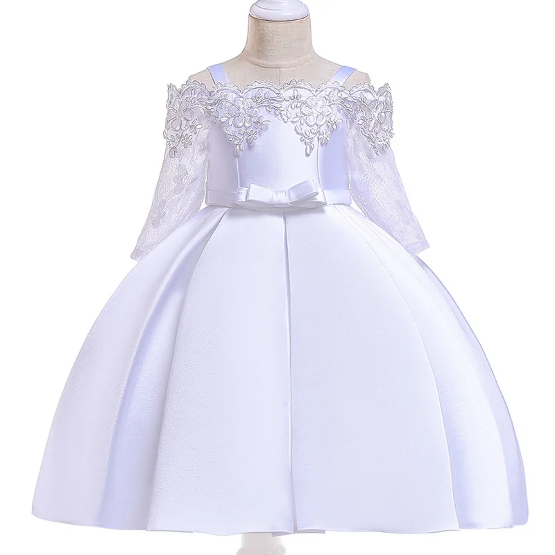 Girl Dress For Wedding Baby Girl 3-10 Years Birthday Outfits Children's Girls First Communion Dresses Girl Kids Party Wear - Цвет: white