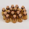 13*24*6mm 1ml Mini Amber Glass Bottles With Cork Empty Tiny Glass Vials Jars Small Wishing Bottle 100pcs 3