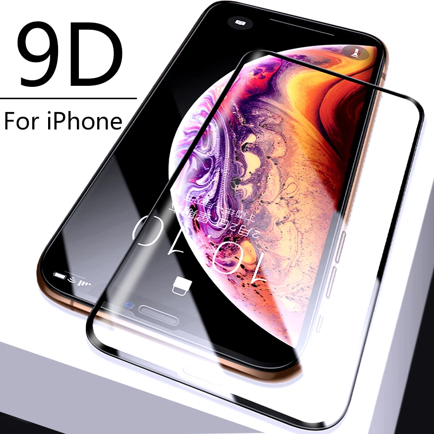 10 шт. 9D Защитное стекло для Iphone X Xs Max Xr 6 S 6s 8 Plus Чехол протектор экрана на Iphone 7 8 Plus пленка закаленное стекло