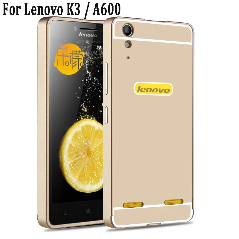 Чехол для lenovo a6000, роскошный зеркальный чехол, металлический алюминиевый бампер, рамка, чехол для lenovo K3 A 6000 a6010, позолоченная задняя крышка из поликарбоната