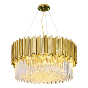 

Postmodern Crystal Living Room Chandelier Simple Restaurant Lamp Designer Sample House Lamp Villa Luxury Crystal Chandelier LED