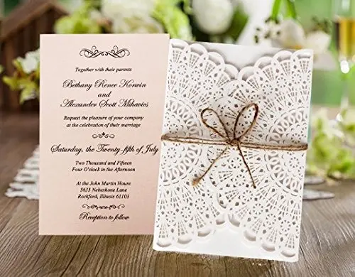  White and Pink Wedding Invitations - Set Of 50 - 32717505528