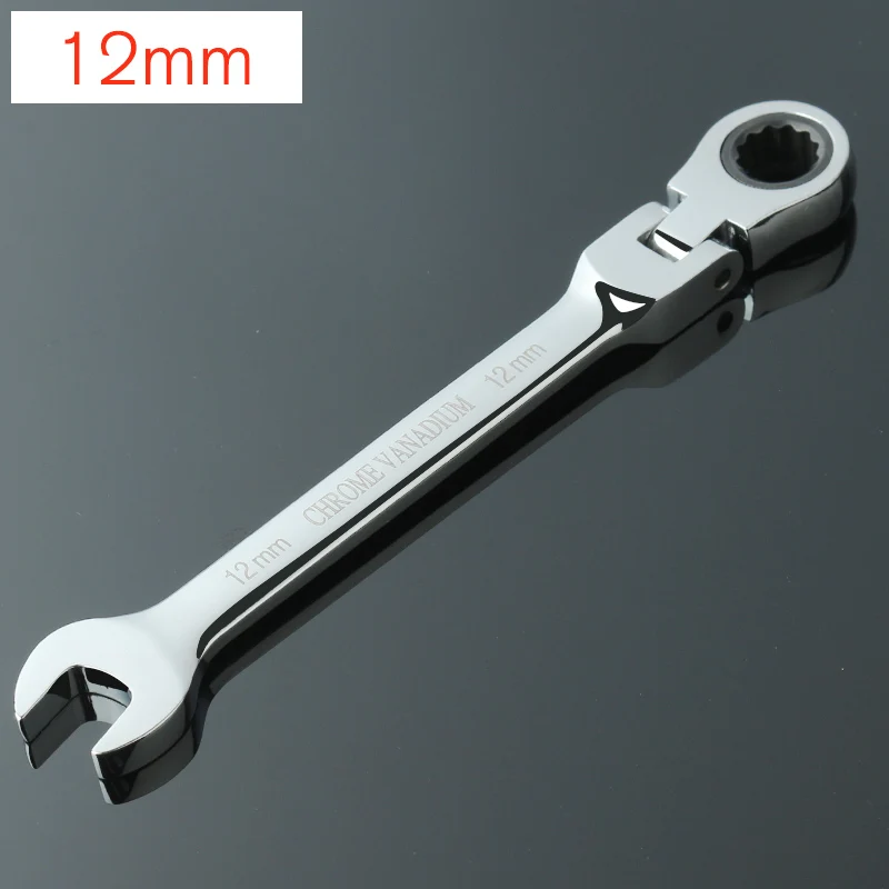 

12mm Flexible Combination Ratchet Open End Torque Wrench Geared Spanner Set Chrome Vanadium