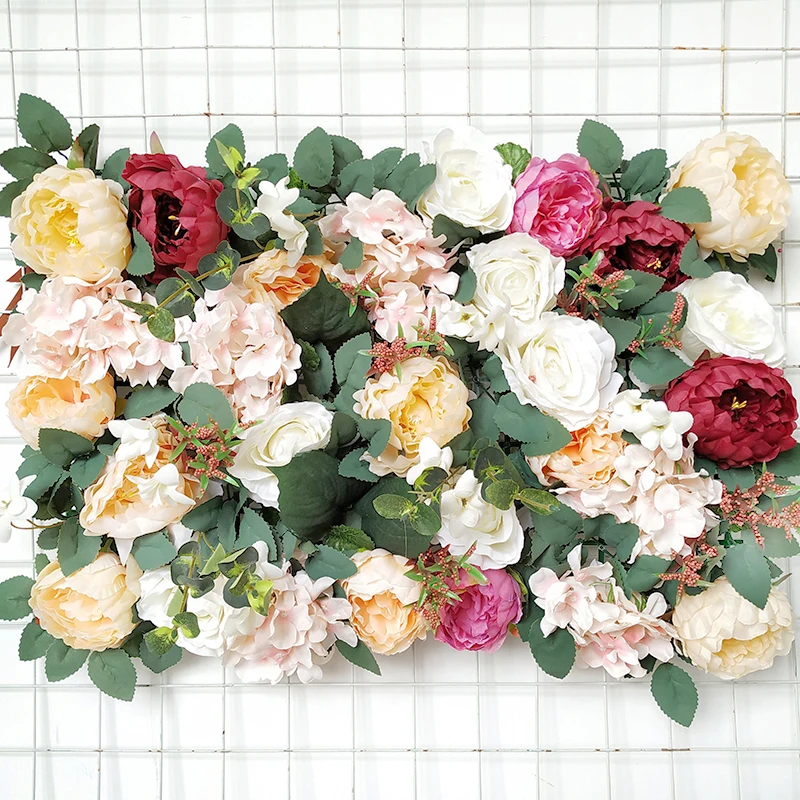 

40*60cm Rose Peony Hydrangea Flower Wall Plant Leaves Romantic Party Wedding Backdrop Arch Decor Activity Wall Hanging Flower