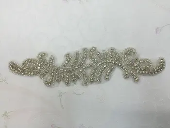 

DHL free Hot Fix Iron/Sew Silver Beaded Crystal Rhinestone Applique Motif DIY Flower Rhinestone Crystal Craft