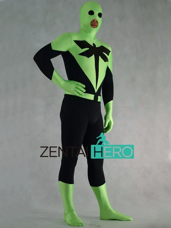 DHL Стрекоза супергерой Человек КИНО черный и зеленый лайкра Zentai костюм с открытым ртом боди Необычные платья PS108