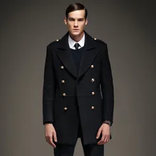 7 Color 50% Wool Winter Men’s Coat Double Breasted Fashion Military Epaulet Men Jacket Long Casaco Masculino YP8808
