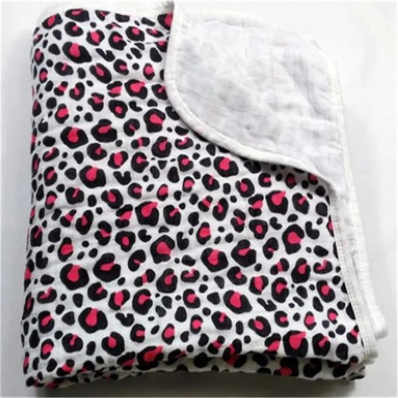 2 слоя s одеяло Пеленальное детское хлопковое постельное белье муслиновое одеяло для путешествий для новорожденных Двухслойное одеяло - Цвет: Leopard