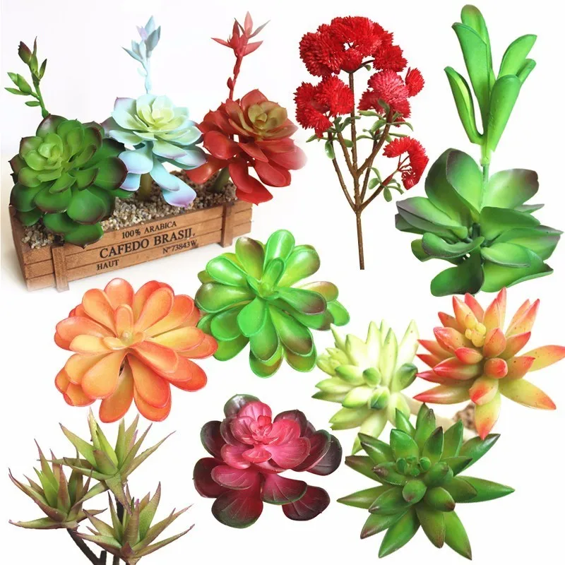 

Mini Simulation Succulents Artificial Flowers Ornaments Colorful Lotus Landscape Artificial Succulents Plants Home Garden Decor