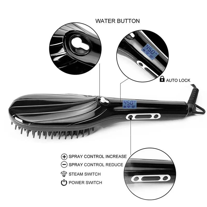 Alisador de Cabelo Escova para Barba Vapor Cerâmica Alisamento Ferro Pente Aquecimento Rápido Elétrico Wanter Ionic Alisador Cabelo 11 Ferros alisamento