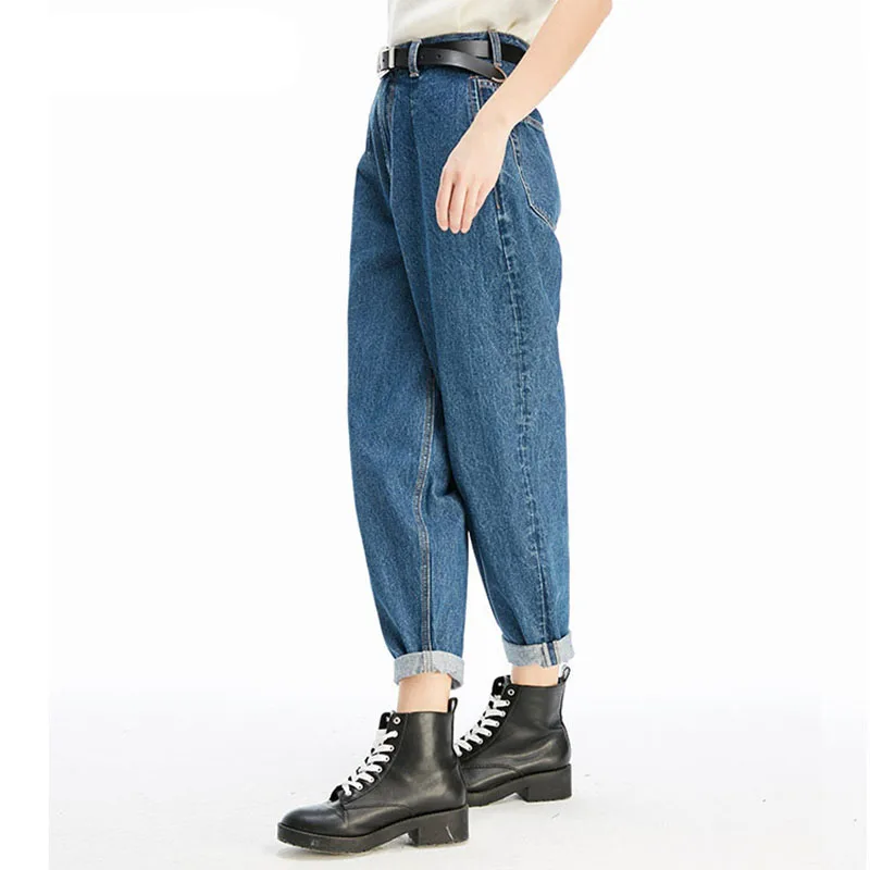 Idopy Женские повседневные винтажные джинсы стираного синего цвета женские свободные джинсы плюс размер джоггеры джинсовые брюки для женщин