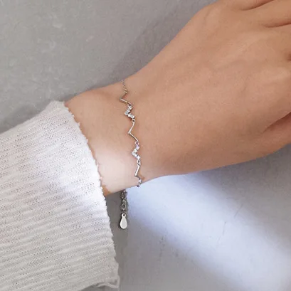 geometric cz bracelet  bracelet 100% 925 Sterling Silver Jewelry fashion hypoallergenic bracelets for girl gift