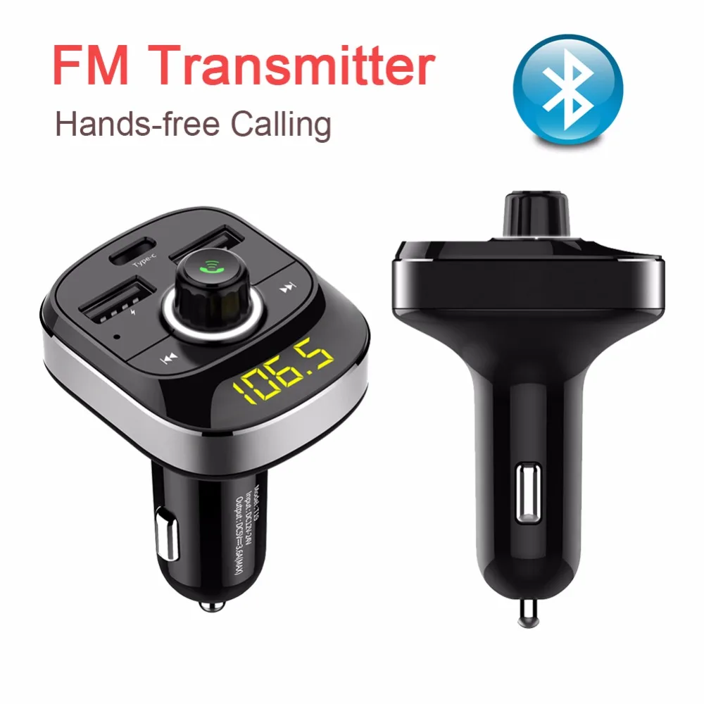 Bosion FM transmitter Bluetooth Wireless Hands-free Calling 4.1 Support TF SD Card Dual USB Port LED Display AUX | Автомобили и
